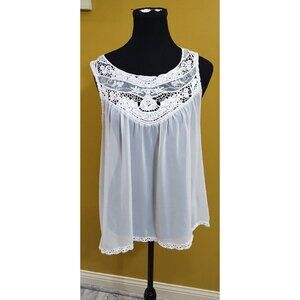 Ladies Sleeveless Sheer Ivory Blouse M